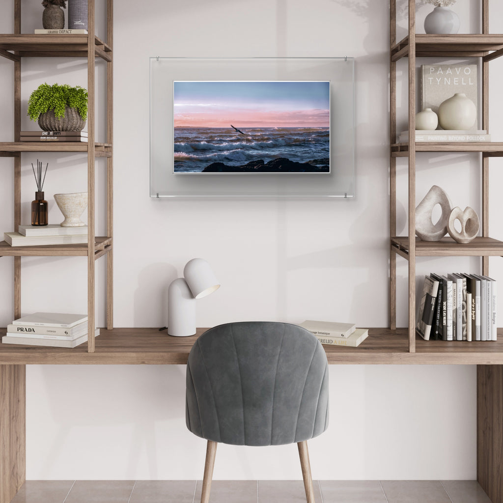 Pink Ocean Sunset - Reverse printing onto Acrylic