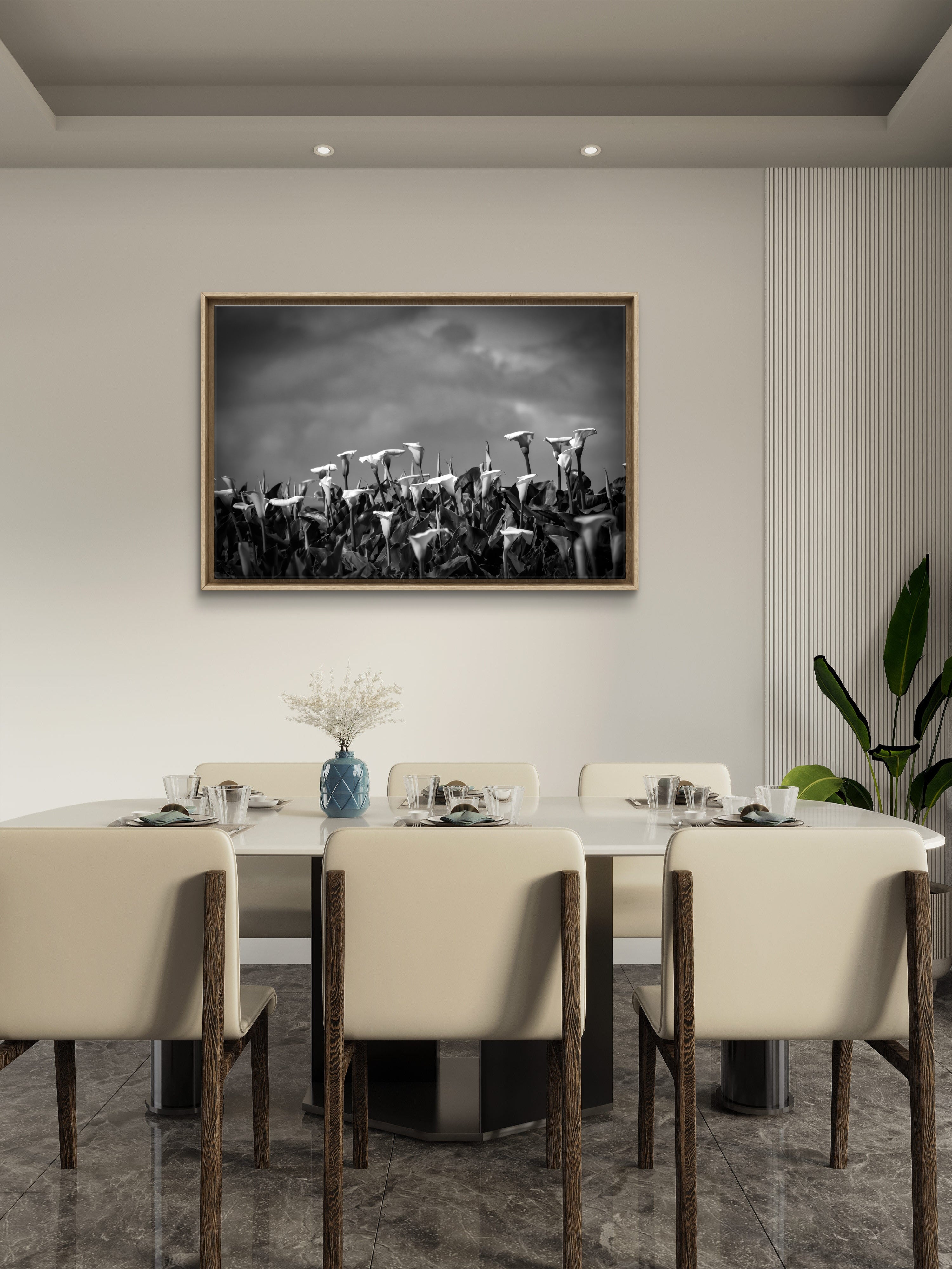 Serene Solitude – Black and White Calla Lilies Fine Art Print | Photography |Flower Wall Art Print | Framed Metal Decor Print