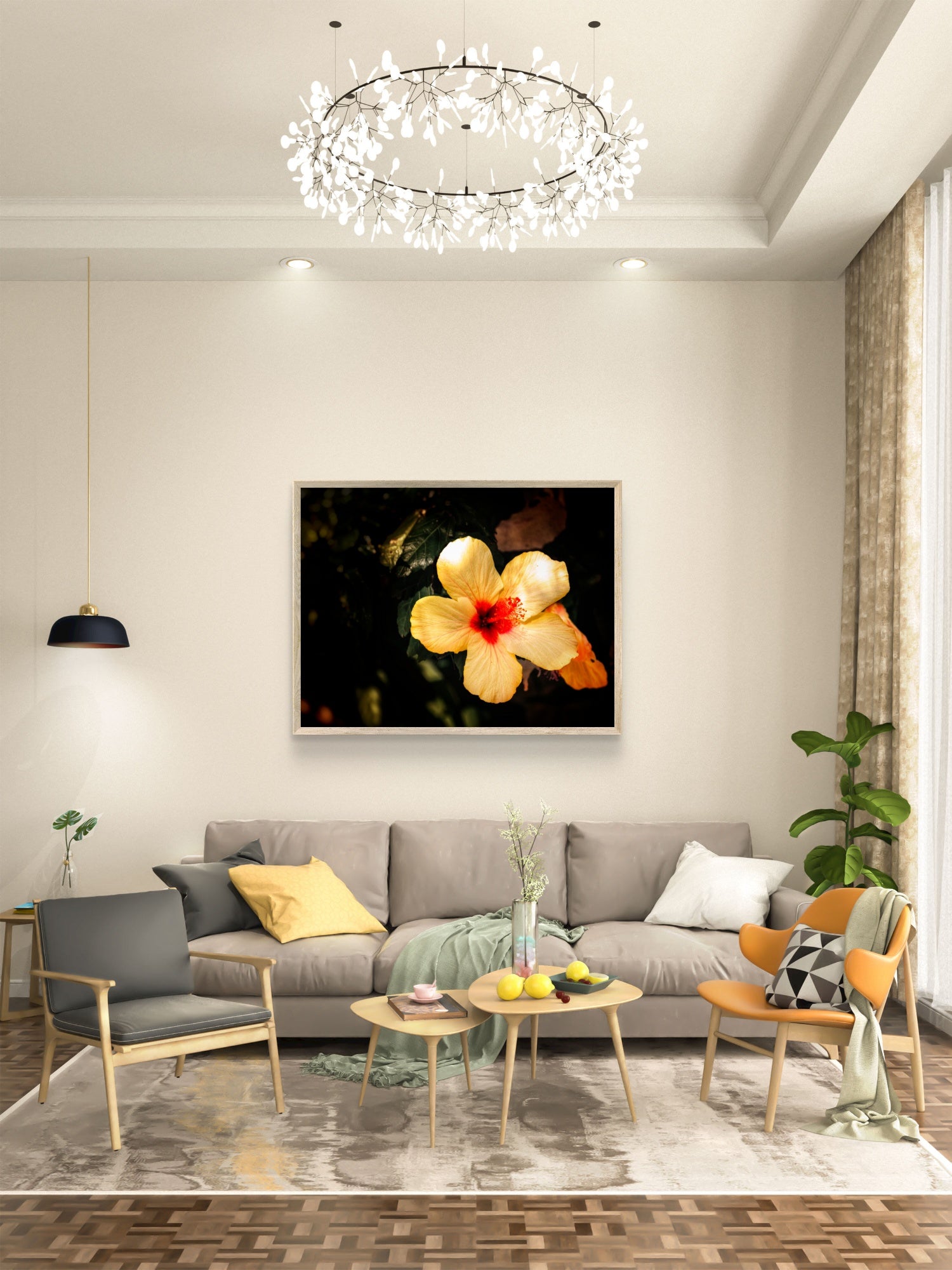 Yellow Hibiscus Bloom - True Fibre Print Only,  no frame