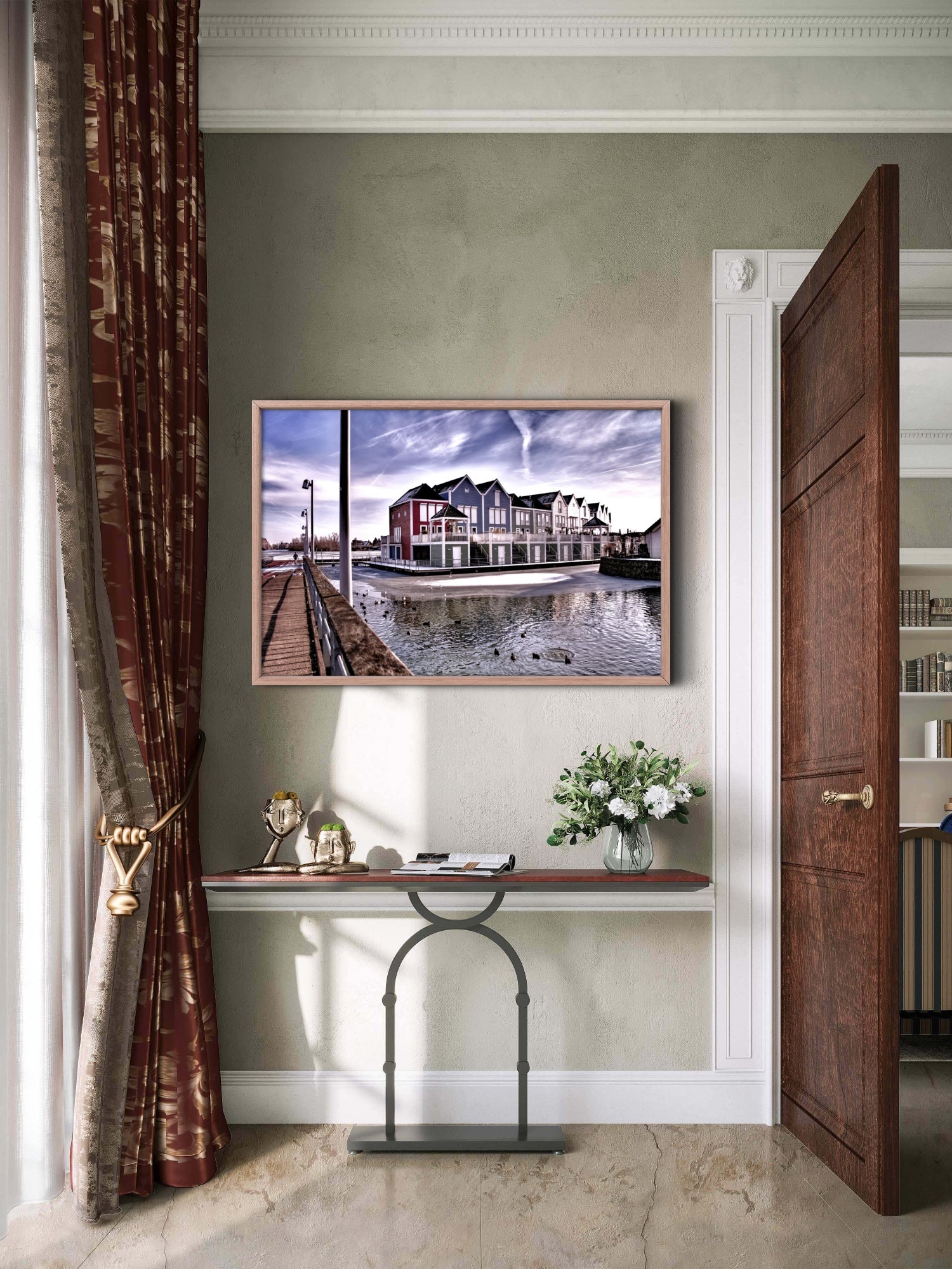 Houten Waterfront Wooden Houses 2 - Reverse printing onto Acrylic